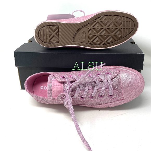 SANTA’S DEAL 🎄 Converse Chuck Taylor All Stars Low Glitter Pink Women's 162993C - Picture 2 of 10